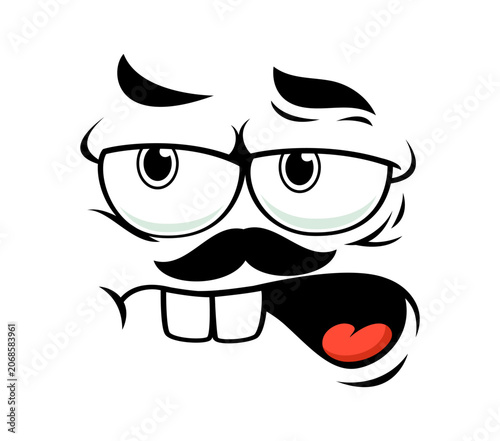 Cuadro en lienzo Angry grumbling face expression with displeased emotion for cartoon emoji