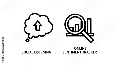 Photos Social media listening and online consumer sentiment tracking icons