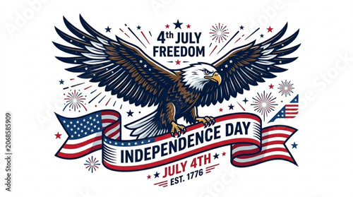 Quadro em tela American eagle illustration for independence day celebrations