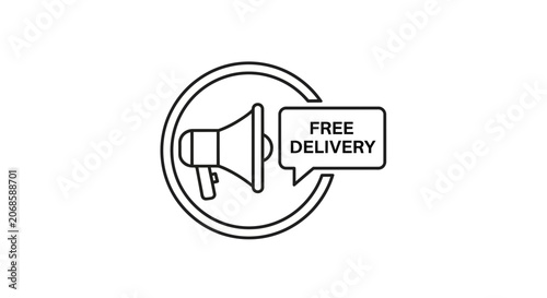 Megaphone Announcement Free Delivery Icon, Promotion and Sale Notification