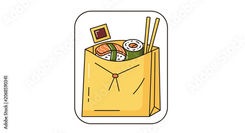 Sushi Takeaway Bag with Chopsticks and Soy Sauce