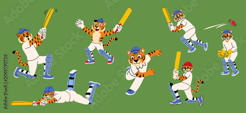 Cute Tiger Sports Mascot Clipart Collection