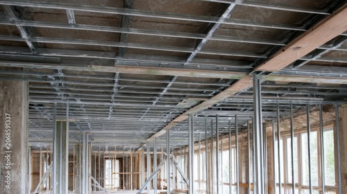 girder. Steel beams at a construction site, showcasing architectural progress...