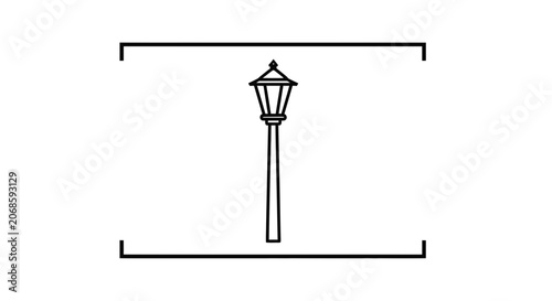 Vintage Street Lamp Post Outline Icon, Classic Outdoor Lighting Fixture, Simple Vector Art