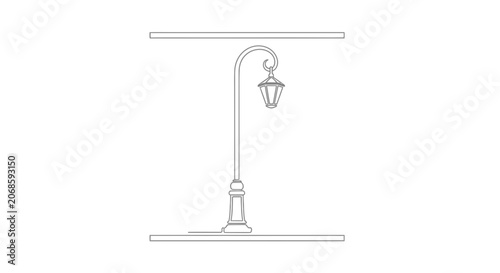 Vintage Street Lamp Post with Lantern, Classic Design, Outdoor Lighting, Elegant Lamppost