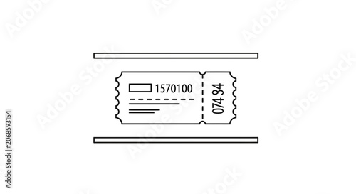 Vintage Ticket Stub with Number 1570100 and 074 84
