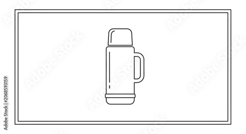Vintage Thermos Flask Icon, Retro Beverage Container Outline