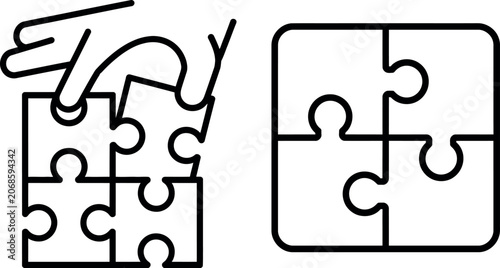 Foto Jigsaw puzzle pieces illustration with incomplete and complete sections