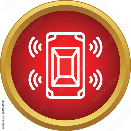 Car alarm security system icon transmitting signals, preventing auto theft