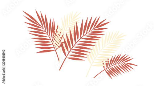 Boho Palm Leaves Silhouette, Terracotta and Cream Tropical Foliage Design