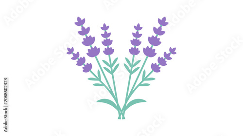 Minimalist Lavender Sprigs Icon - Simple Vector Illustration
