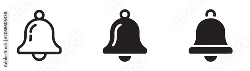 Fotografía Collection of alarm bell icons featuring various design styles and shapes for digital UI elements set