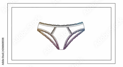 Fashionable Women's Underwear Sketch with Lace Trim and Rainbow Gradient