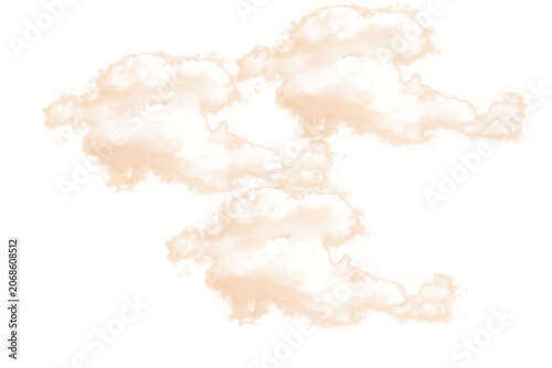 Peach watercolor clouds on white background, ethereal pastel sky elements, soft orange fluffy cloud textures for digital design and overlays
