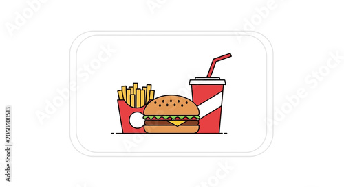 Fast Food Meal: Burger, Fries, and Drink Icon