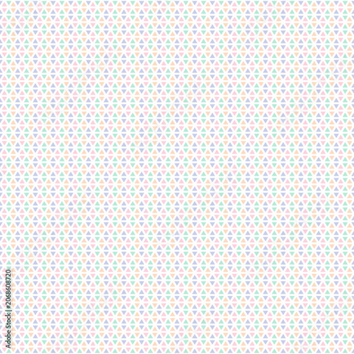 Seamless pastel triangle pattern, colorful geometric triangles on white background, cute kids baby shower design, flat vector illustration