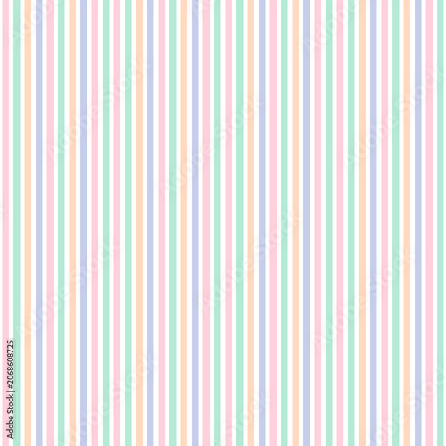 Fotografie Seamless pastel vertical stripes pattern, pink mint peach lavender colors, cute