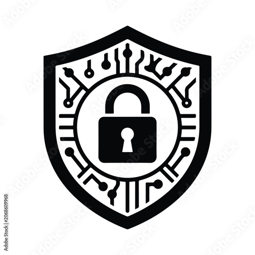 Cyber Security Shield Icon – Data Protection and Digital Network Security Vector