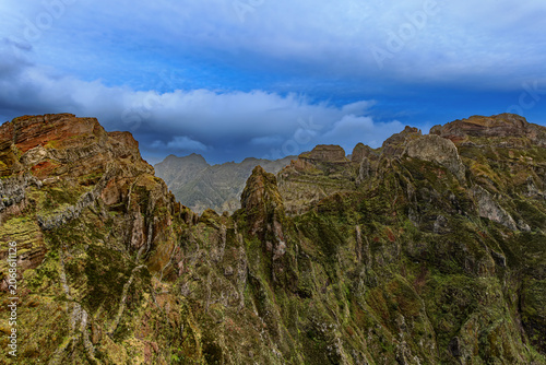 Early morning in the mountain landscape at Pico do Arieiro on Madeira, Portugal.
