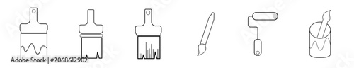Fotografie Simple line art shows six painting tools