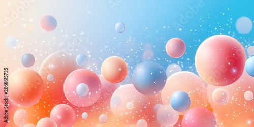 Abstract Colorful Bubbles and Particles on Light Gradient Background