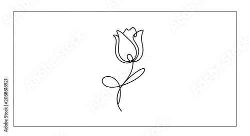 Minimalist Single Line Drawing of a Rose Flower, Elegant Floral Art