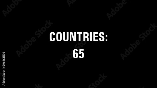 Infographic data visualization of global country count up animation.
