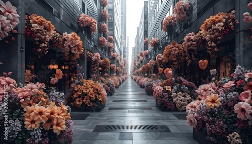 Blooming Flower Alley In Metropolis