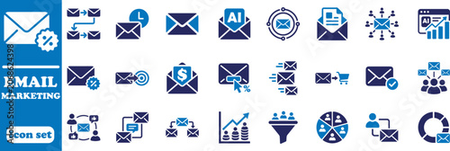 Foto Email marketing icon set for digital campaigns and strategy