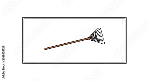 Garden Leaf Rake with Wooden Handle - Outdoor Gardening Tool for Yard Work