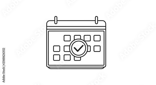 Calendar with Check Mark Icon - Planning, Scheduling, and Task Completion Concept