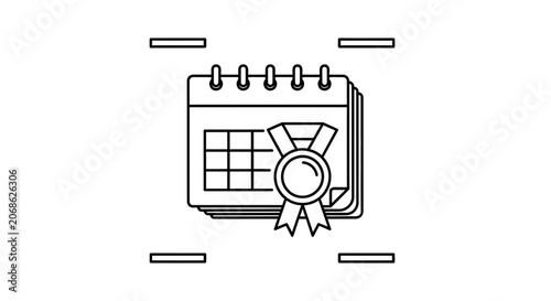 Calendar with Award Ribbon Icon: Event Planning, Success, Achievement, Deadline, Schedule