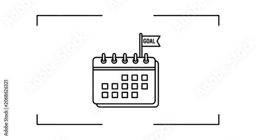 Calendar with Goal Flag - Planning, Achievement, and Success Concept