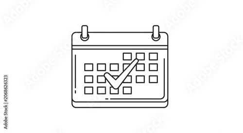 Calendar with Checkmark Icon: Planning, Scheduling, and Task Completion Concept