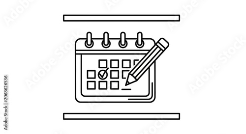 Calendar with Pencil and Checkmark - Planning and Organization Icon