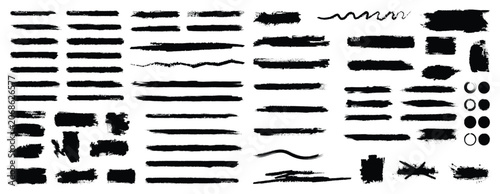 Tableau sur toile Set of mega vector brush strokes with a banner for graphic background decoration