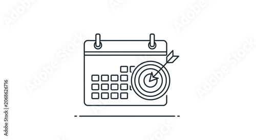 Calendar with Target and Arrow Icon, Goal Setting and Planning Concept