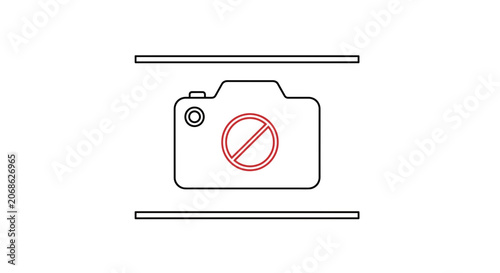 Camera icon with prohibition sign, no photography allowed, restricted area symbol