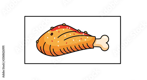 Cartoon Fried Chicken Leg Drumstick, Delicious Fast Food Illustration