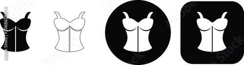 Quadro em tela Four showing a woman's corset or bodice presented in solid black, outline, circl