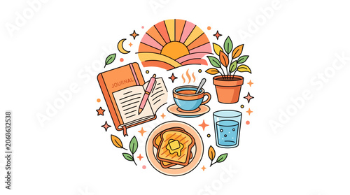 Morning Routine: Journaling, Coffee, Breakfast, and Plant - Peaceful Start