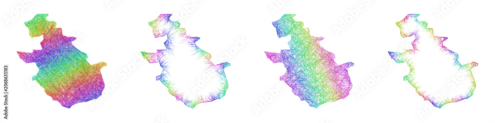 Fototapeta premium Multicolored sketch North Lanarkshire map design set