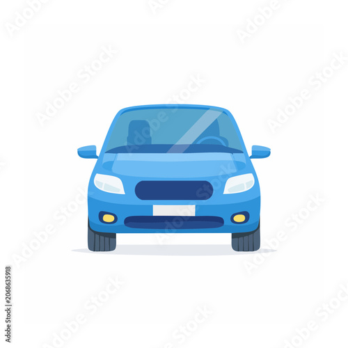 Front view of a blue sedan car illustration