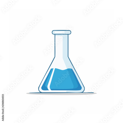 Blue laboratory flask with liquid icon