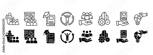 Принти на полотні Tutoring icon set. Tutelage and university vector illustration