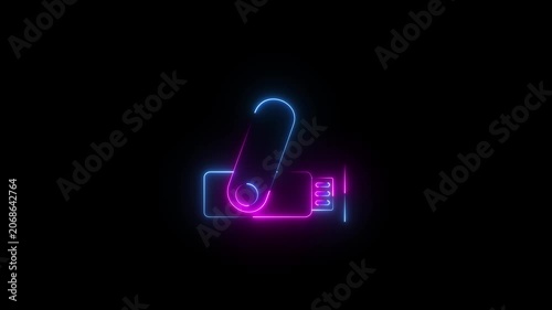 Animated pen drive black line icon. USB flash drive motion graphic. Data storage, backup, transfer device. icon animation representing portable data storage and technology..