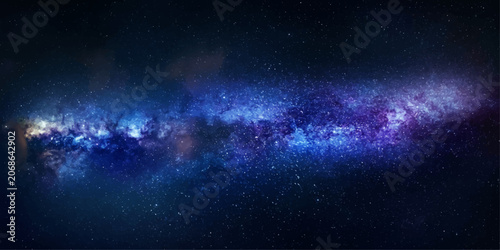 Obraz na plátně A breathtaking vista of the Milky Way galaxy unfolds in a celestial panorama, showcasing swirling nebulae and countless stars against the infinite dark canvas of space