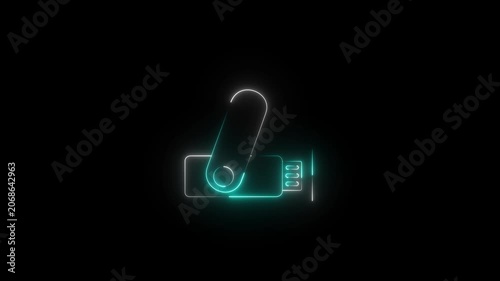 Animated pen drive black line icon. USB flash drive motion graphic. Data storage, backup, transfer device. icon animation representing portable data storage and technology..