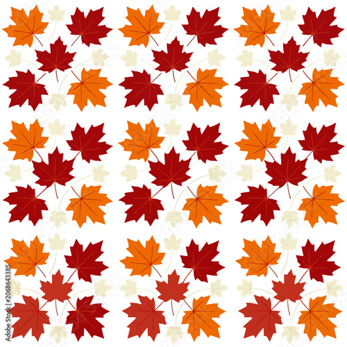 Seamless autumn maple leaf pattern vector illustration on white background. EPS Editable. Vector Illustrations.