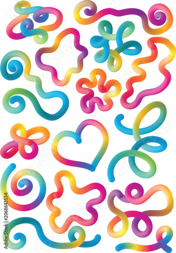 set of colorful abstract rainbow shapes, vector organic irregular shape collection, minimalist bright vibrant colorful vector blob set, modern design